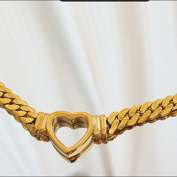 18k gold stamped vermeil titanium steel 
Heart necklace - Picture 6 of 6